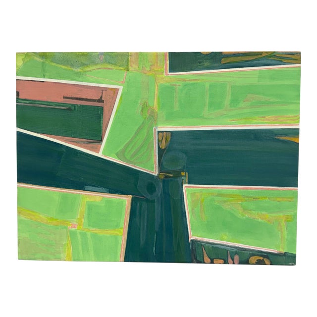 Geometric Abstract Acrylic on Canvas Painting, Circa 2008 For Sale