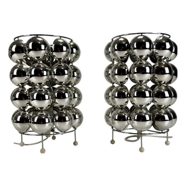 Chrome Bubbles Model 62455 Table Lamps, Set of 2 For Sale