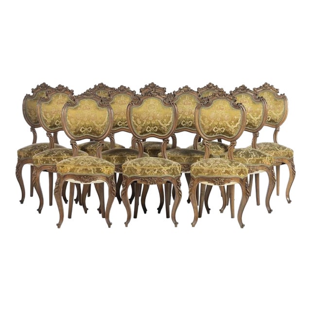 19th Century Louis XV Style Chairs, Set of 12 For Sale
