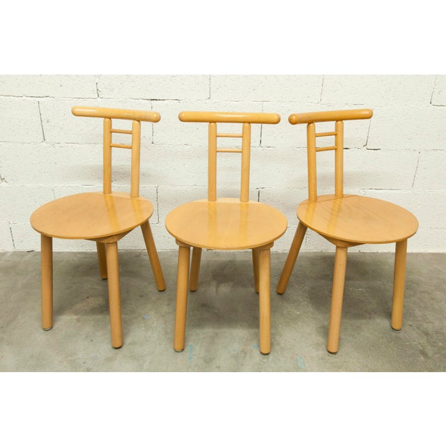 Minimalist Chairs in Light Wood, Italy, 1980s, Set of 3 For Sale - Image 15 of 18
