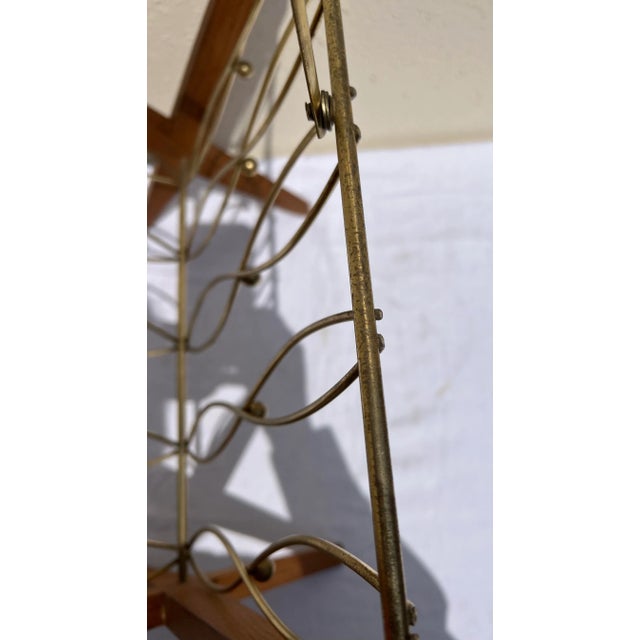 Wood 1960s Mid Century Brass and Wood Magazine Rack For Sale - Image 7 of 13