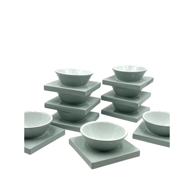 Light Blue Ceramic Bowls, Italy, 1970s, Set of 9 For Sale - Image 14 of 18