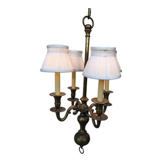 1990s Visual Comfort e.f. Chapman English 4-Light Burnished Brass Chandelier For Sale