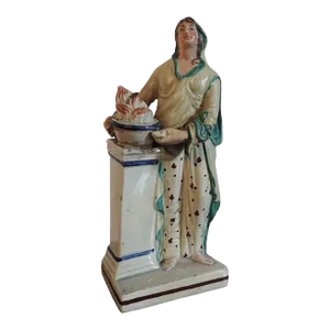 1800s English Pearlware Classical Staffordshire Figure of Medea at the Altar of Diana