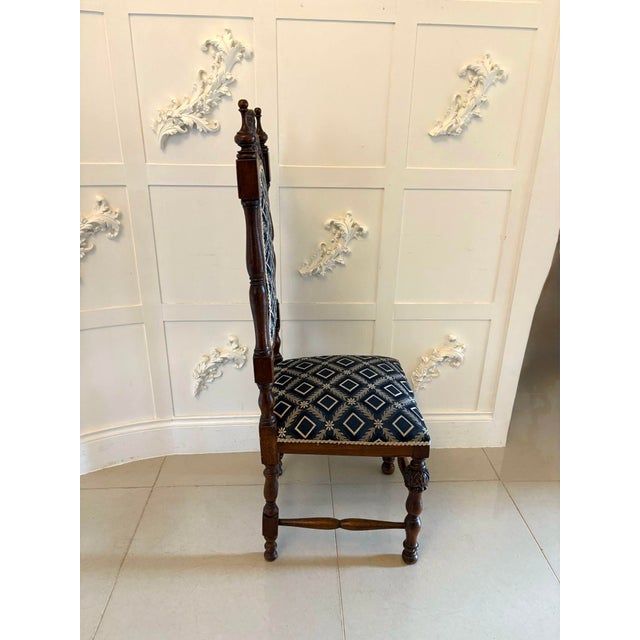 Victorian Carved Oak Side or Hall Chairs, 1860s, Set of 2 For Sale - Image 13 of 17