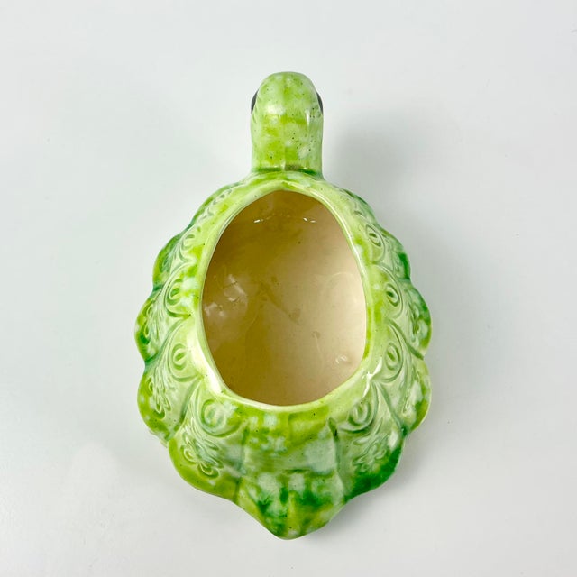 Lime 1970s Vintage Boho Chic Folk Art Whimsical Turtle Ceramic Planter For Sale - Image 8 of 12