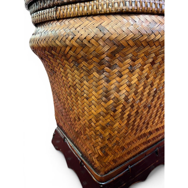 Mid-Century Boho Coastal Rattan Storage Side Tables - A Pair For Sale - Image 12 of 16
