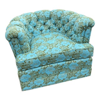 Vintage Floral Chesterfield Arm Chair For Sale