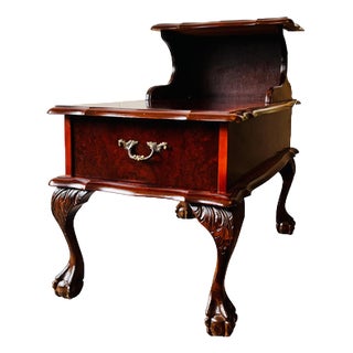 Vintage Louis XV Wood Night Bedside Cabinet with One Drawer and Lion Legs For Sale
