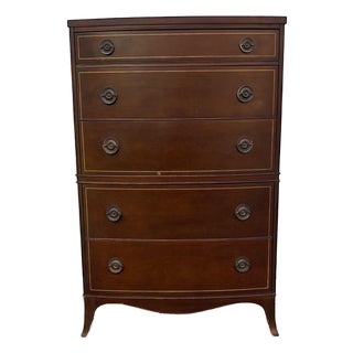 Antique Mahogany Highboy Dresser | Early 1900s Colonial Revival Tall Chest of Drawers | Traditional American Bedroom Furniture | Solid Wood For Sale