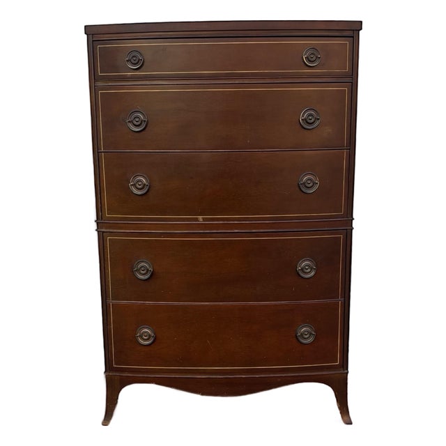 Antique Mahogany Highboy Dresser | Early 1900s Colonial Revival Tall Chest of Drawers | Traditional American Bedroom Furniture | Solid Wood For Sale