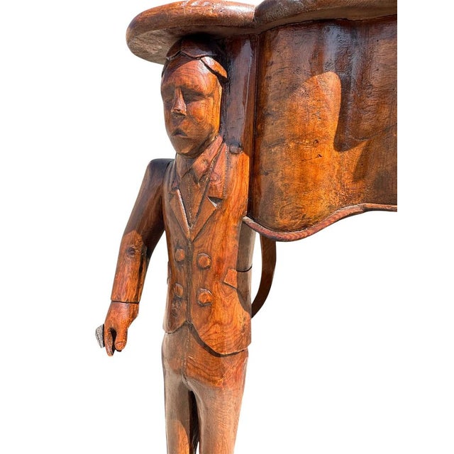 Antique Inlaid Wooden Table with Carved Figurative Supports, 1890s For Sale - Image 6 of 7