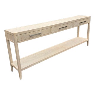 Rh French Contemporary 3-Drawer Console Table[ White Washed Oak/ Light Pewter For Sale