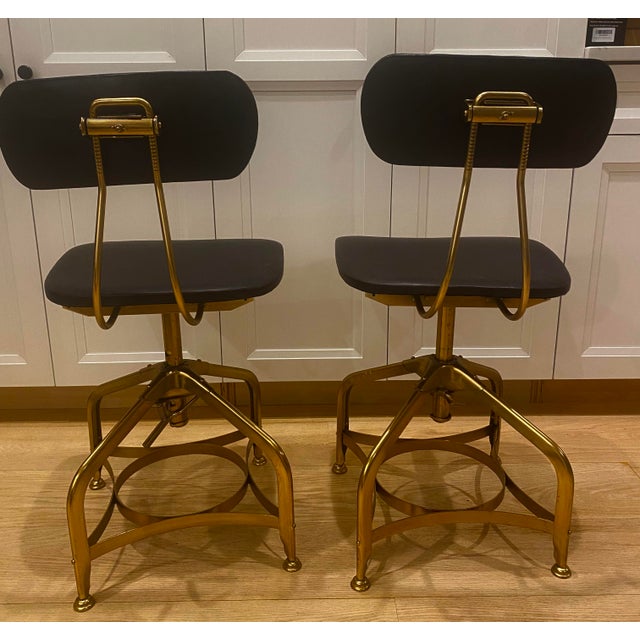Restoration Hardware 1940’s Style Vintage Toledo Bar Stools- Set of 2 For Sale - Image 9 of 11