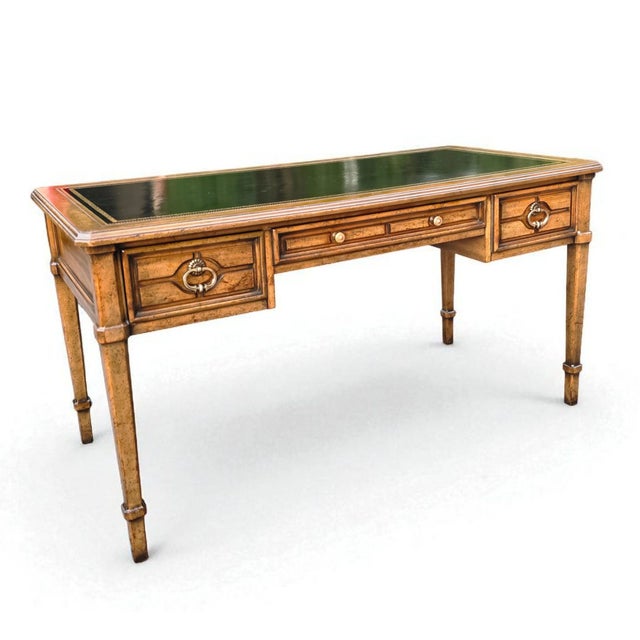 Vintage Hollywood Regency Sligh Lowry Leather Top Writing Desk For Sale - Image 9 of 14
