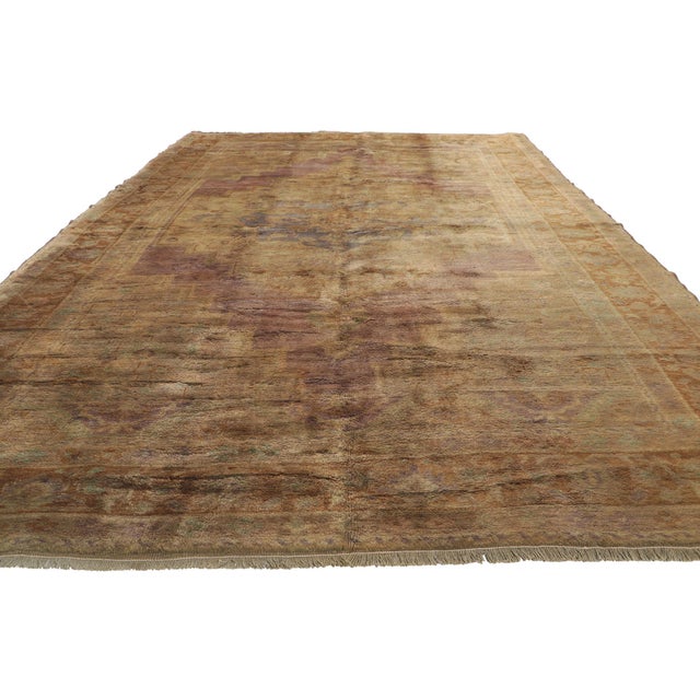 74113 Vintage Turkish Oushak Rug, 06’09 x 10’10. The Patrician Garden: A Vintage Turkish Oushak Masterpiece of Anatolian...