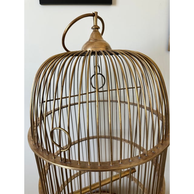 Large Vintage Indian Brass Bird Cage For Sale - Image 4 of 6
