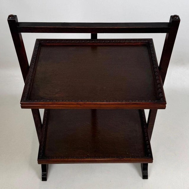 Antique Edwardian Oak Folding Tray Stand, 1910 For Sale - Image 13 of 16