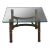 Vintage Campaign Style Square Heavy Glass & Iron Coffee Cocktail End Table For Sale