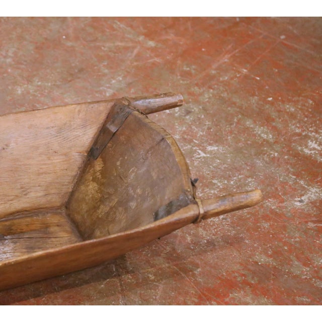 Wood 19th Century French Elm Dough Bowl With Hand-Carved Handle For Sale - Image 7 of 8