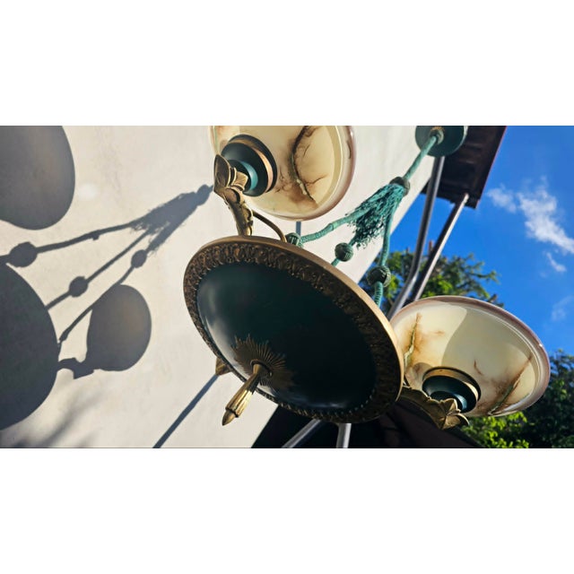Art Deco Brass Chandelier, 1920s For Sale - Image 3 of 11