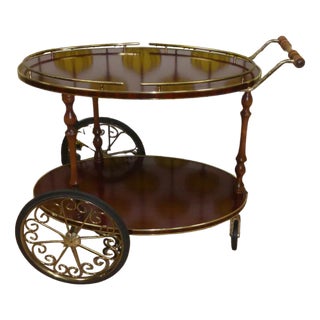 Serving Cart in Brass, Resopal and Rosewood, 1960s For Sale