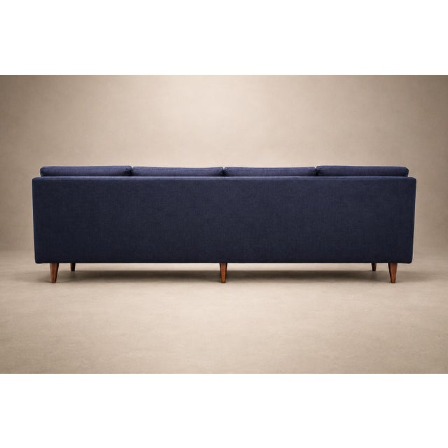 Navy Blue Four-Seat Brazilian Modern Sofa in Hardwood by Joaquim Tenreiro, Brazil, 1950s For Sale - Image 8 of 18