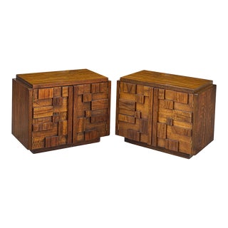 Mid-Century Brutalist Lane Staccato Walnut End Table – a Pair For Sale