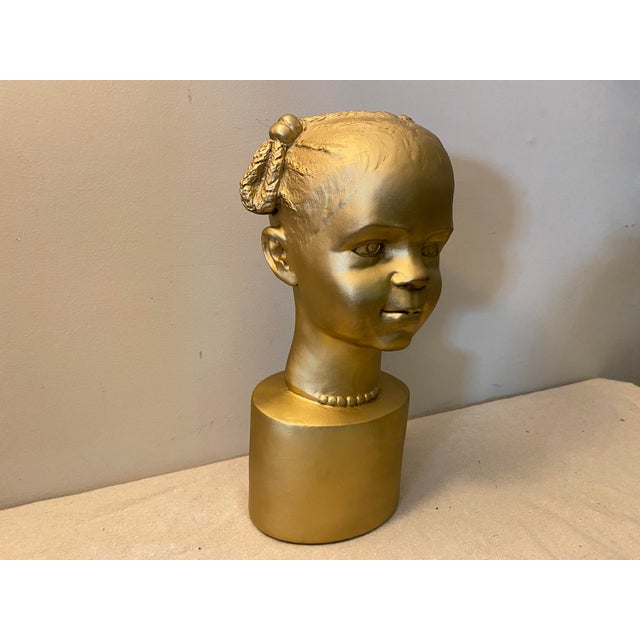 Painted Cast Chalkware Sculpture "The Golden Child" Signed Circa 1994 For Sale In Raleigh - Image 6 of 12