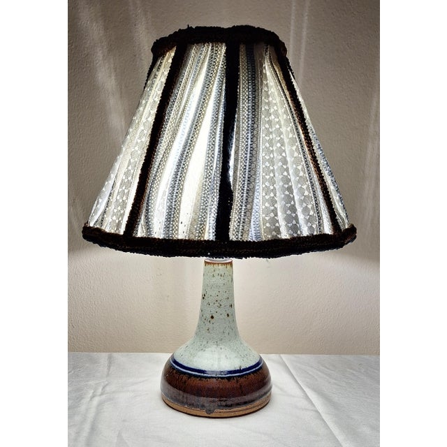Vintage Danish Table Lamp with Ceramic Base and Fabric Shade, 1970s For Sale - Image 9 of 9