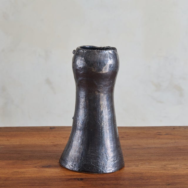 French French Black Ceramic Figural Vase by Dalo, 21st Century For Sale - Image 3 of 8