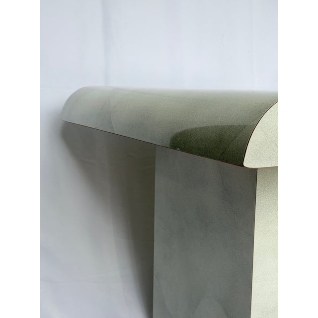 Stone Pair of 1980s Postmodern Faux Carrara Marble Waterfall End Tables For Sale - Image 7 of 8