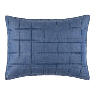 Pine Cone Hill by Annie Selke Atlas Denim Quilted Sham, Standard For Sale