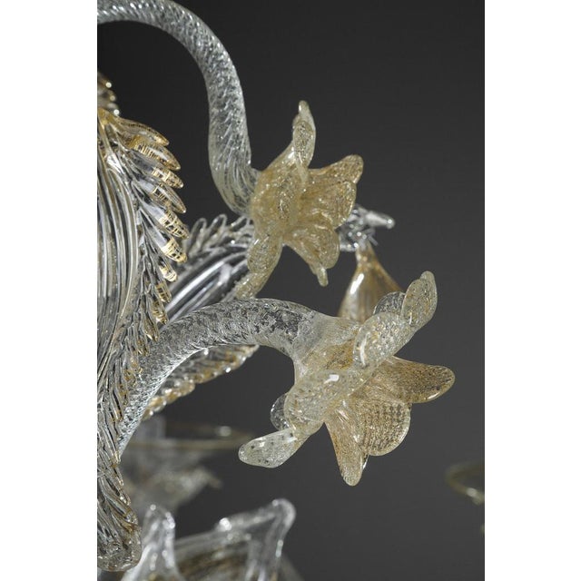Large Murano Glass and Gold Chandelier For Sale - Image 15 of 18