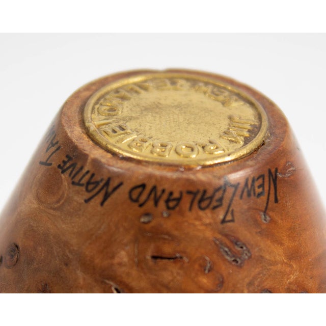 Jim Robbie Signed Tawhai Burr Wood Vase For Sale - Image 4 of 8
