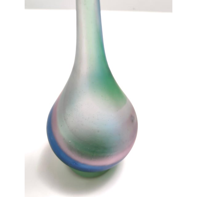 Vintage Italian Etched Murano Glass Vase, 1970s For Sale - Image 7 of 10