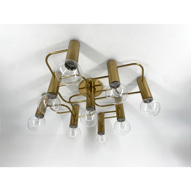 Modern 9-Light Ceiling Lamp by Gaetano Sciolari for Leola, Germany, 1980s For Sale - Image 3 of 18