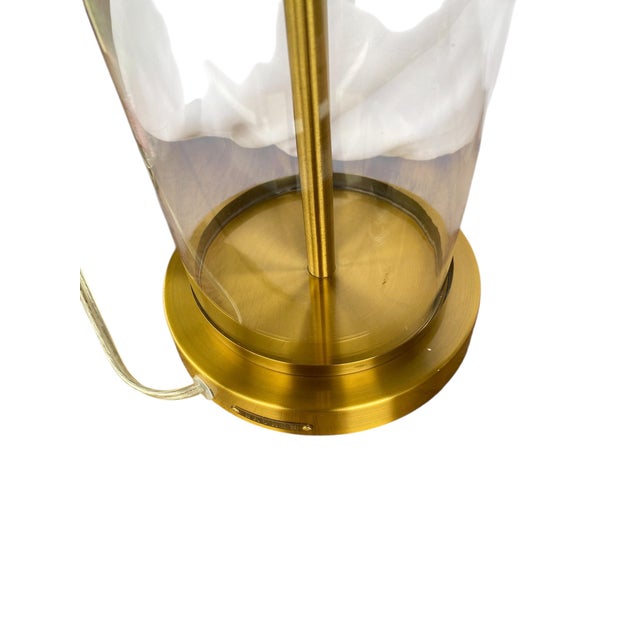 Traditional Vintage Ralph Lauren Glass and Brass Table Lamps - a Pair For Sale - Image 3 of 7