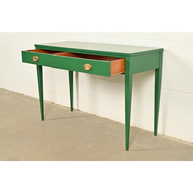 John Widdicomb Antique Federal Green Lacquered Console or Entry Table, Newly Refinished For Sale In South Bend - Image 6 of 15