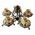 Wrought Iron Chandelier With Italianate Ceramic Candle Covers For Sale