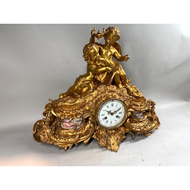 1860s Japy Freres Louis XVI Gold Bronze Sevres Clock For Sale - Image 6 of 18