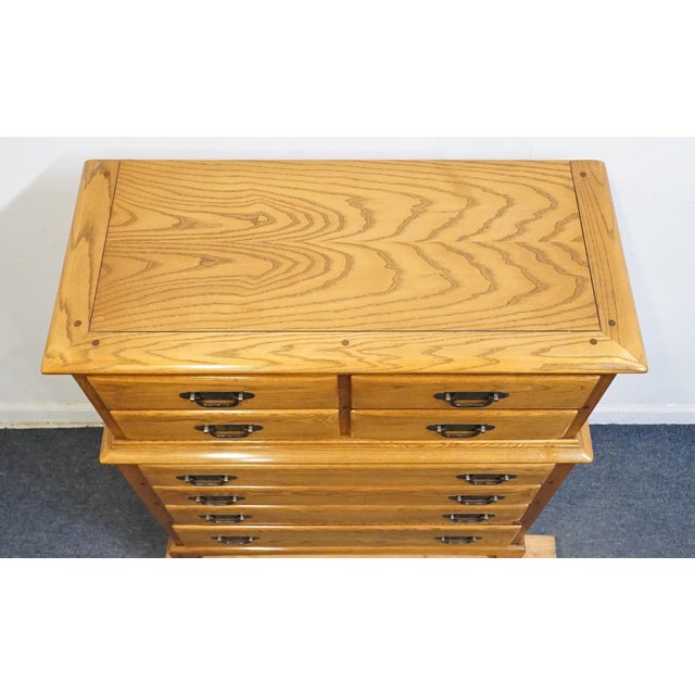 Link Taylor Countryside Collection Solid Oak Early American Rustic 42" Chest on Chest 6606 For Sale - Image 9 of 13