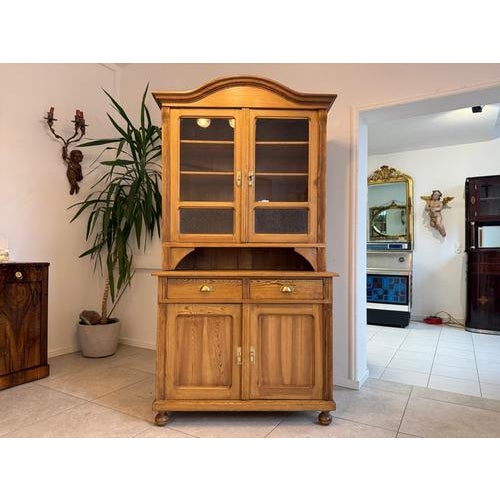 Antique Art Nouveau Kitchen Cabinet in Spruce, 1920s For Sale - Image 4 of 15