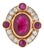 Natural Burmese Ruby 2 Cts and Diamond Halo Ring, Size 6.5 For Sale