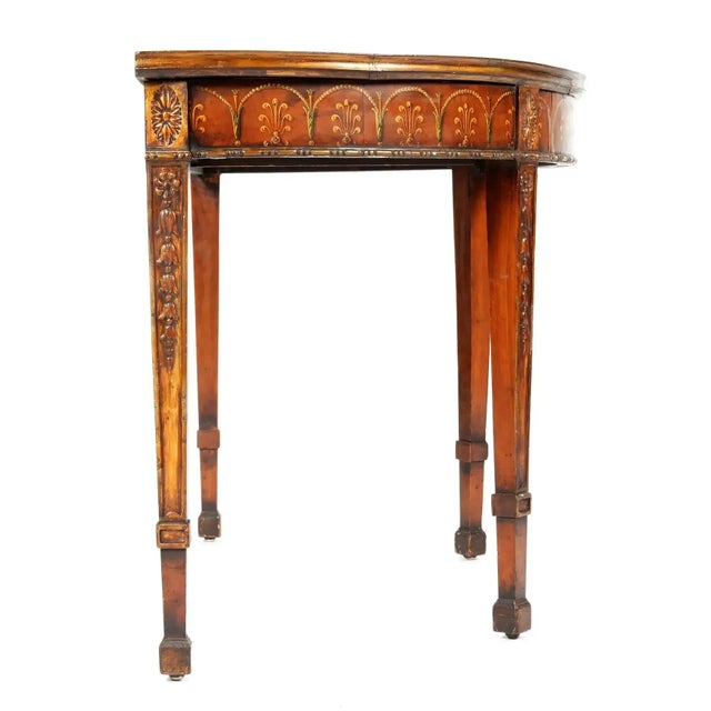 Late 18th Century Late 18th Century Adam Painted and Gilt Satinwood Demilune Console Table For Sale - Image 5 of 8