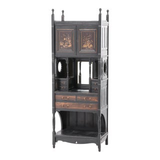 Victorian Aesthetic Movement Ebonized and Parcel Gilt Cabinet For Sale