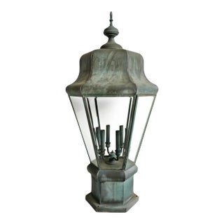 Vintage Large Copper Post Table Lamp For Sale