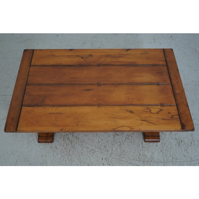 Traditional Primitive Style Distressed Finish Coffee Table For Sale - Image 3 of 12