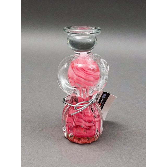 Contemporary Vintage Blenko Angel Pink Swirl Hand Blown Art Glass Figurine Sculpture For Sale - Image 3 of 8