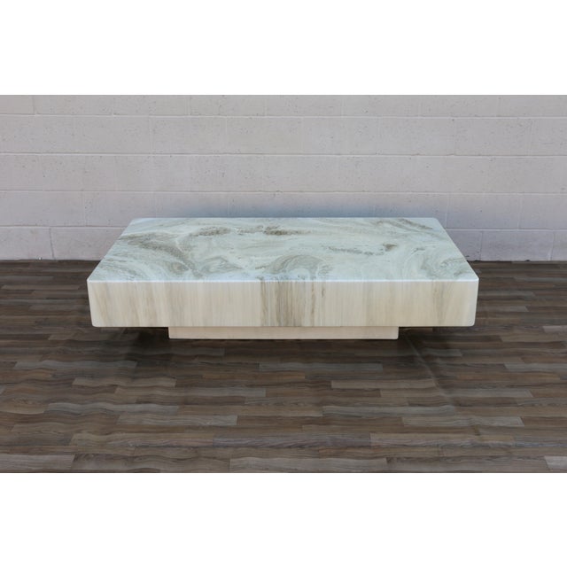 Stone Vintage 1970s Italian Faux Marble Coffee Table | Willy Rizzo Mid-Century Modern For Sale - Image 7 of 18